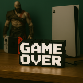 GAME OVER LED Dekoratif Işıklı Masa Lambası – USB & Pilli - Oyun Odası Dekor