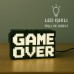 GAME OVER LED Dekoratif Işıklı Masa Lambası – USB & Pilli - Oyun Odası Dekor - Kırmızı Işık GAME OVER LED Dekoratif Işıklı Masa Lambası – USB & Pilli - Oyun Odası Dekor - Kırmızı Işık
