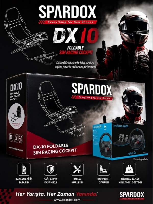 Logitech G29 Direksiyon Seti SPARDOX DX10 Yarış Simulatörü… Logitech G29 Direksiyon Seti SPARDOX DX10 Yarış Simulatörü…