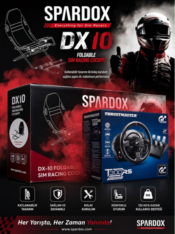 Thrustmaster T300 RS Direksiyon Seti SPARDOX DX10 Yarış Simulatörü… Thrustmaster T300 RS Direksiyon Seti SPARDOX DX10 Yarış Simulatörü…